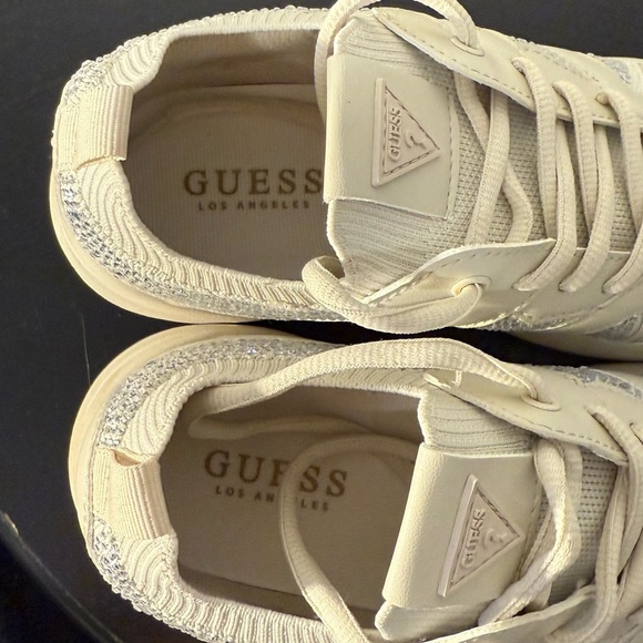 GUESS Welna Embellished Rhinestone Athletic Tennis Shoe Sneaker Beige - Picture 6 of 6